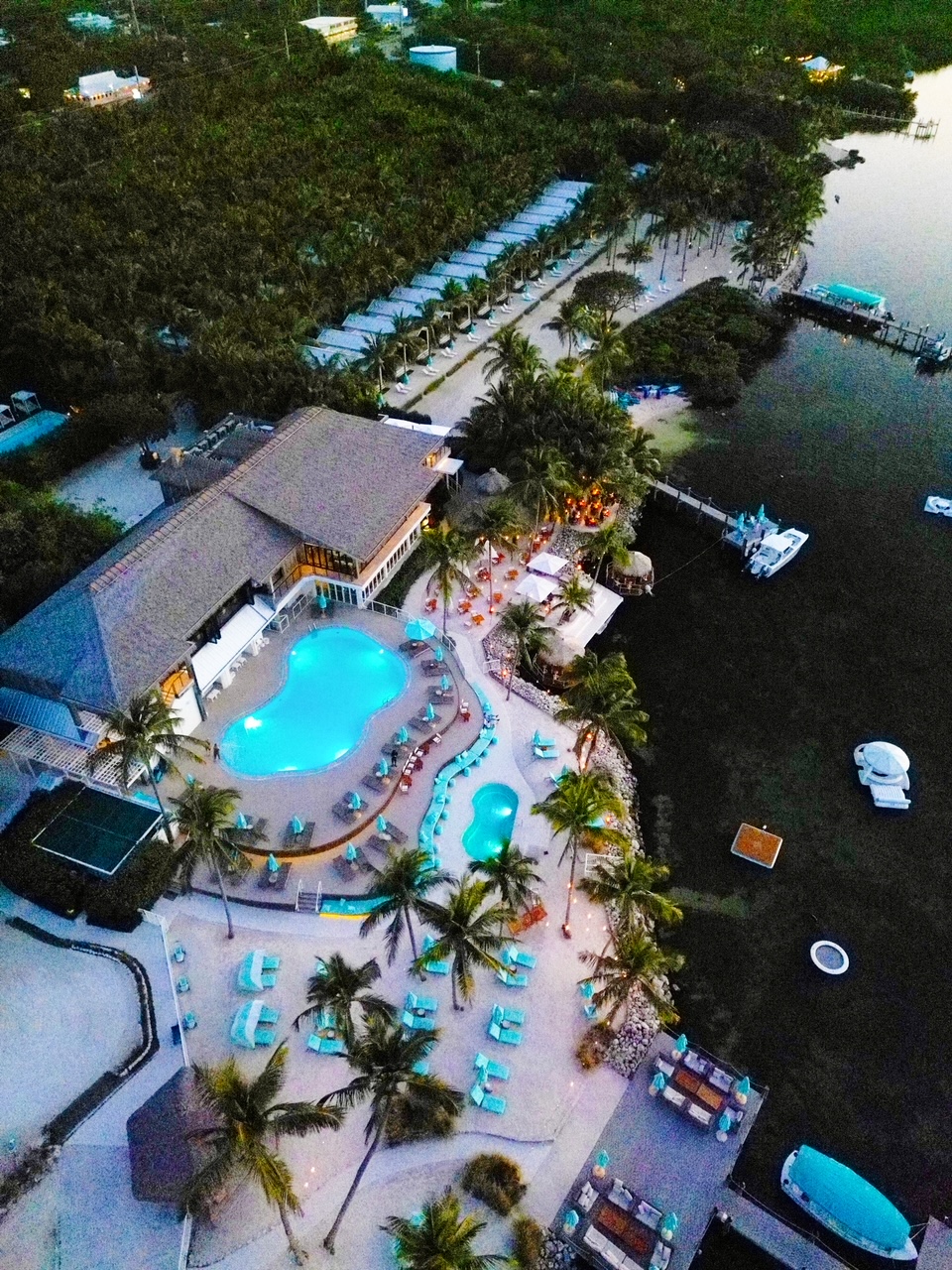 drone photo of bungalows key largo property from above