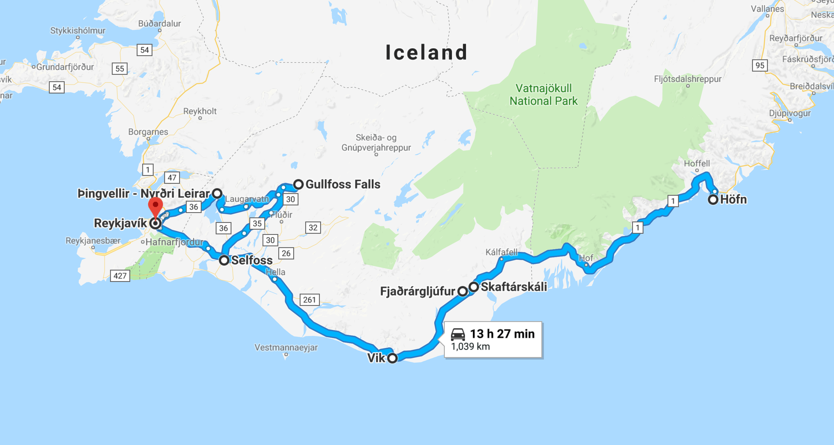 road trip planner iceland
