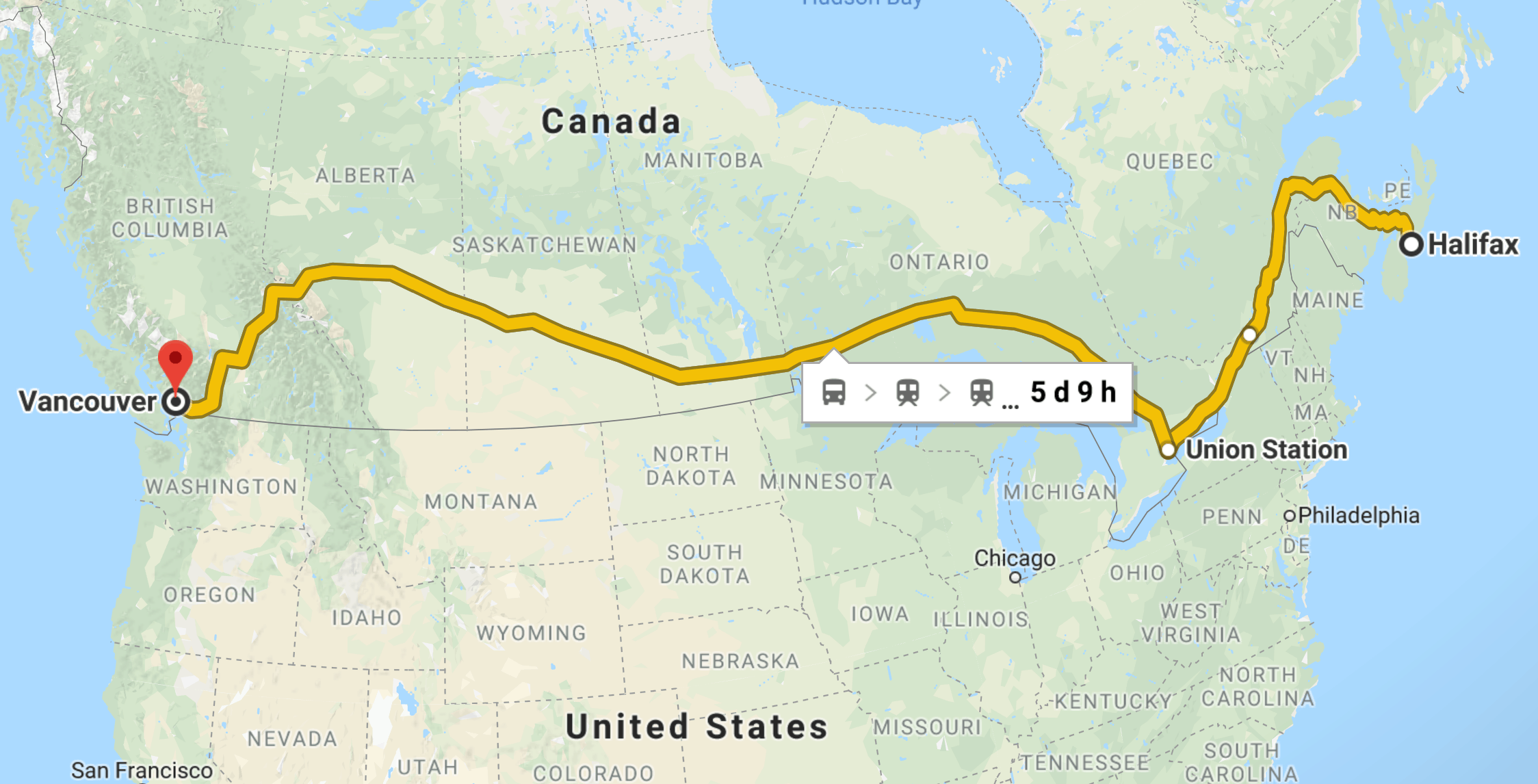 Train Across Canada Map 