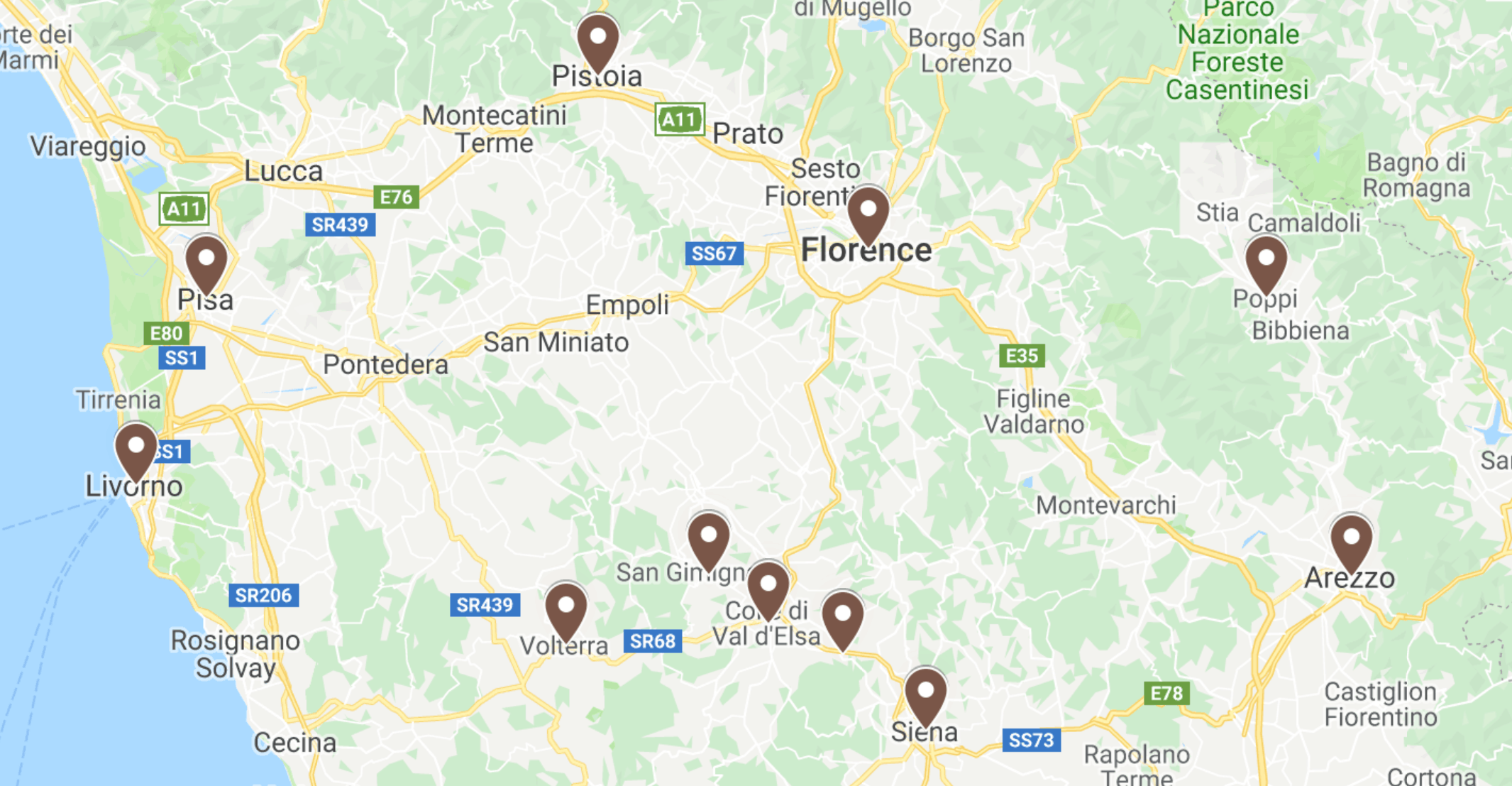 Tuscany Road Trip Map Of Best Stops In Italy | Map Of Best Road Trip Stops In Tuscany 