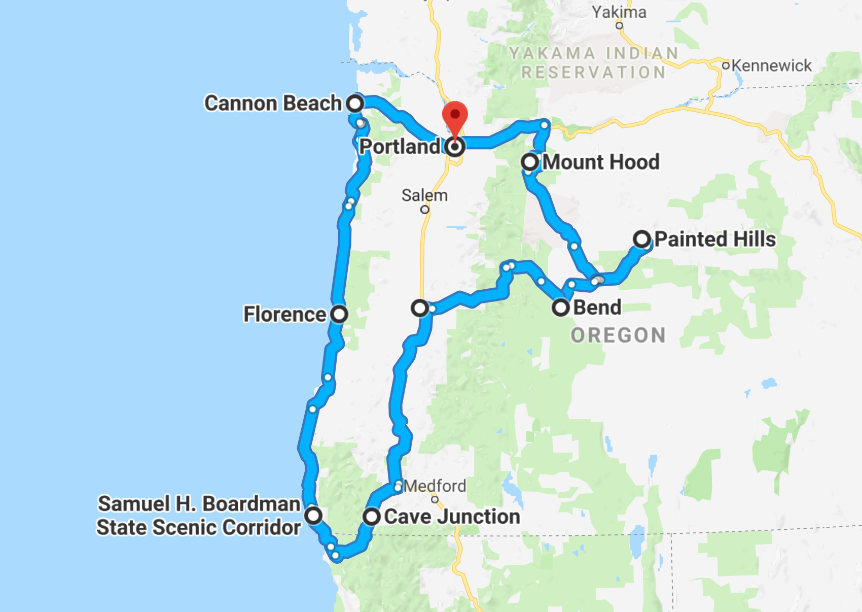 road trip to oregon from los angeles