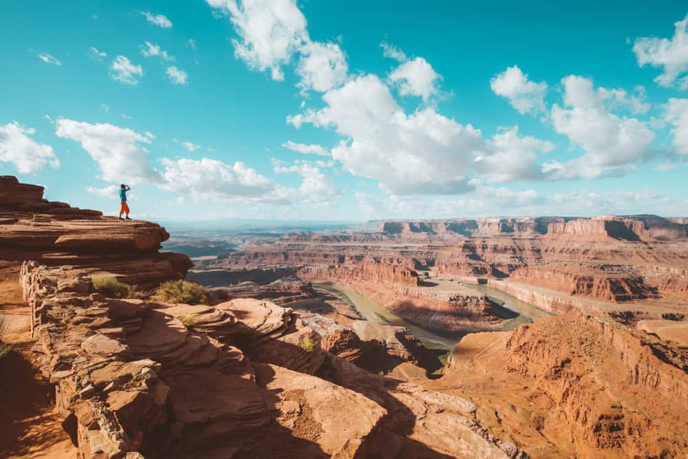 hiker at canyonlands during his Utah road trip