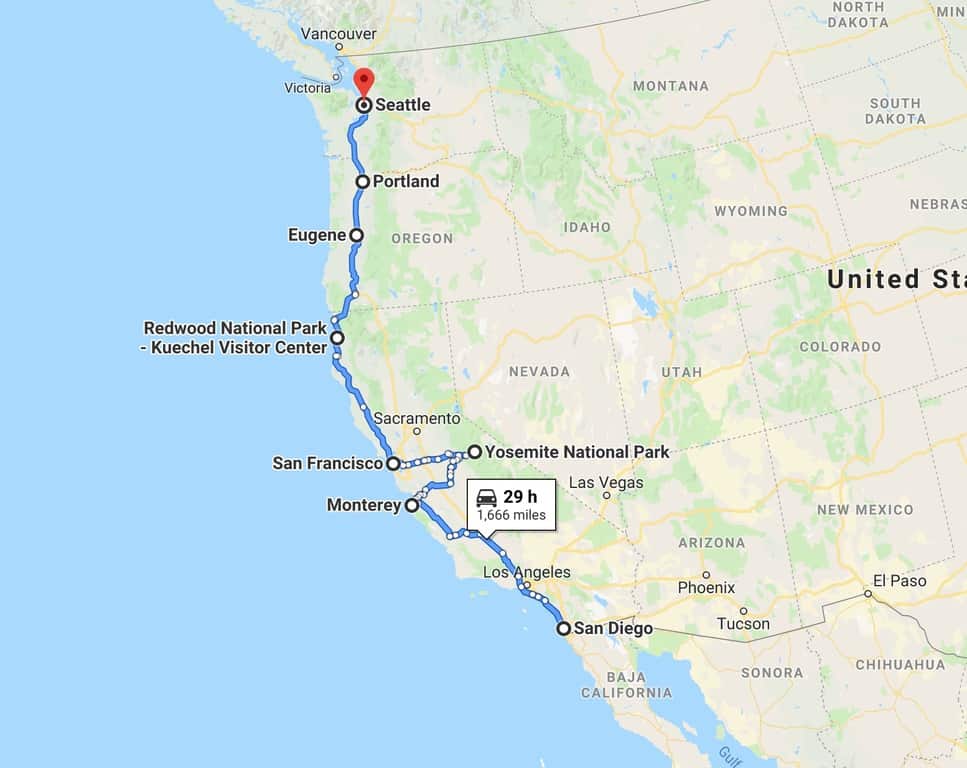 west coast road trip plan