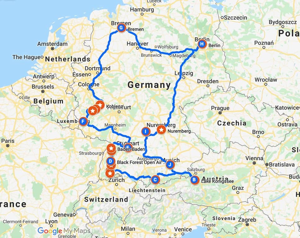 tour itinerary in germany