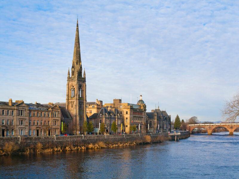 View of Perth, Scotland overlooking the river Tay