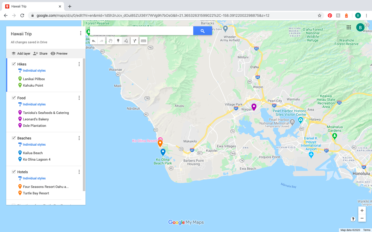 Google Maps Trip Planner Cluster 