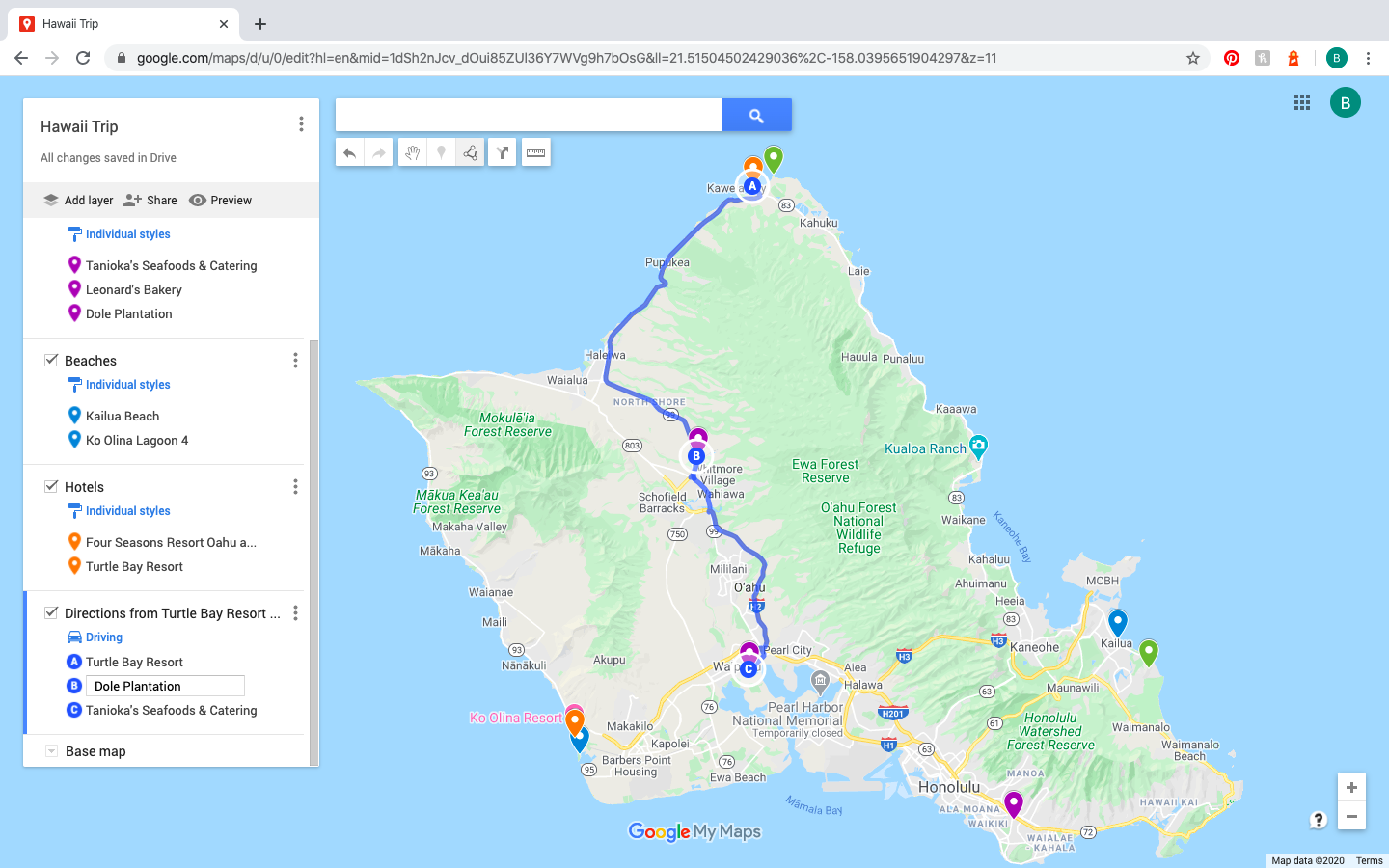 plan road trip google maps