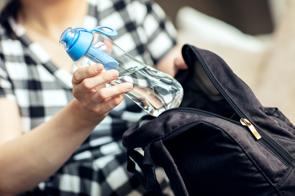 A filtering water bottle is a great thing to pack with your road trip food.