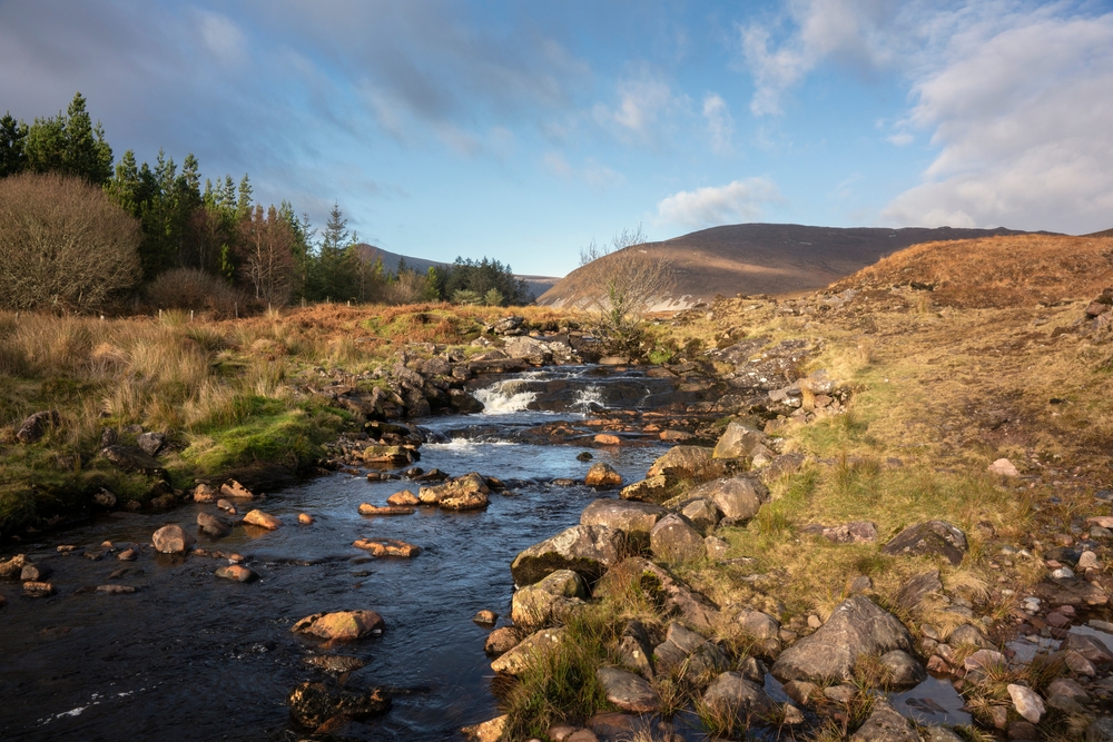 Rugged landscape and river at Wild Nephin Ballycroy National Park.