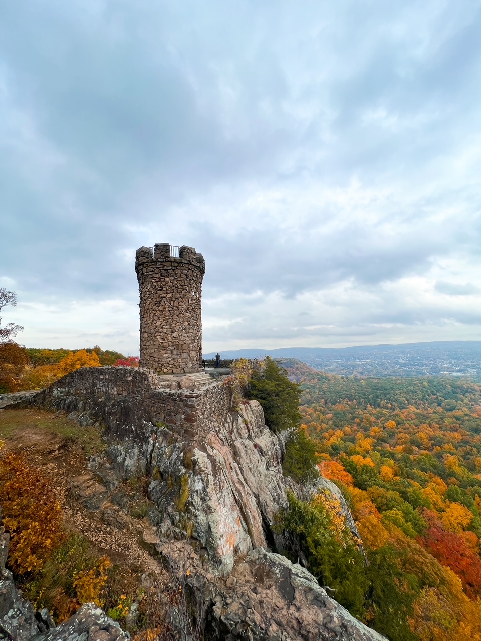 During a Connecticut fall foliage road trip, make sure to check out Castle Craig , which is a tower that looks over the fire foliage below. It is a beautiful, stone observation tower. 