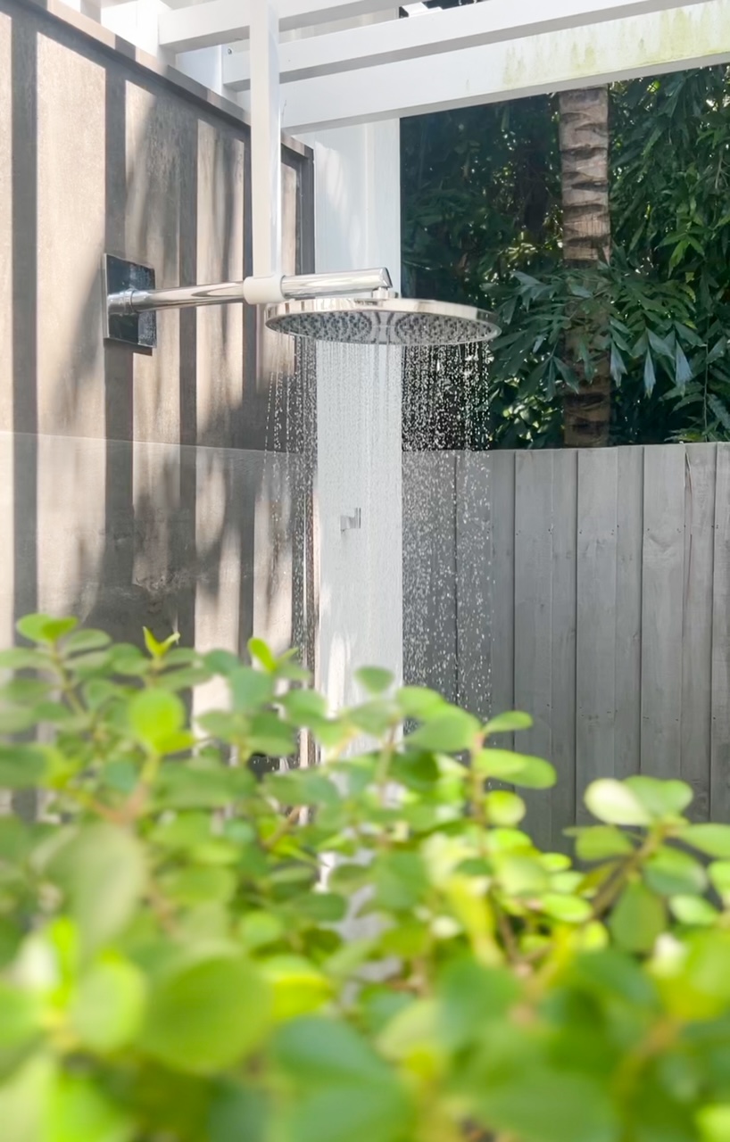 the outdoor shower is magical in your own outdoor oasis