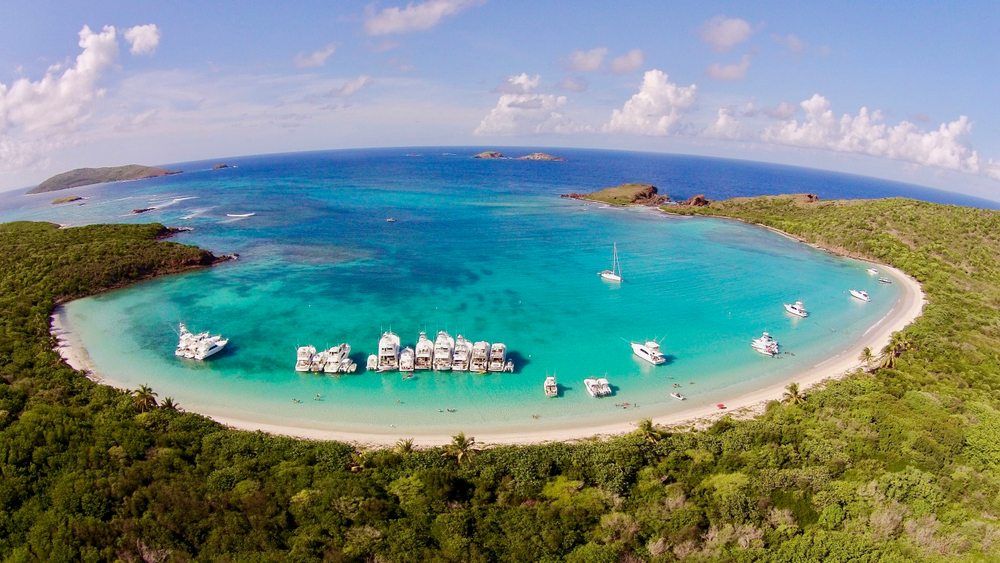 Culebrita, Puerto Rico Culebra Island showing boats around a horseshow bay.