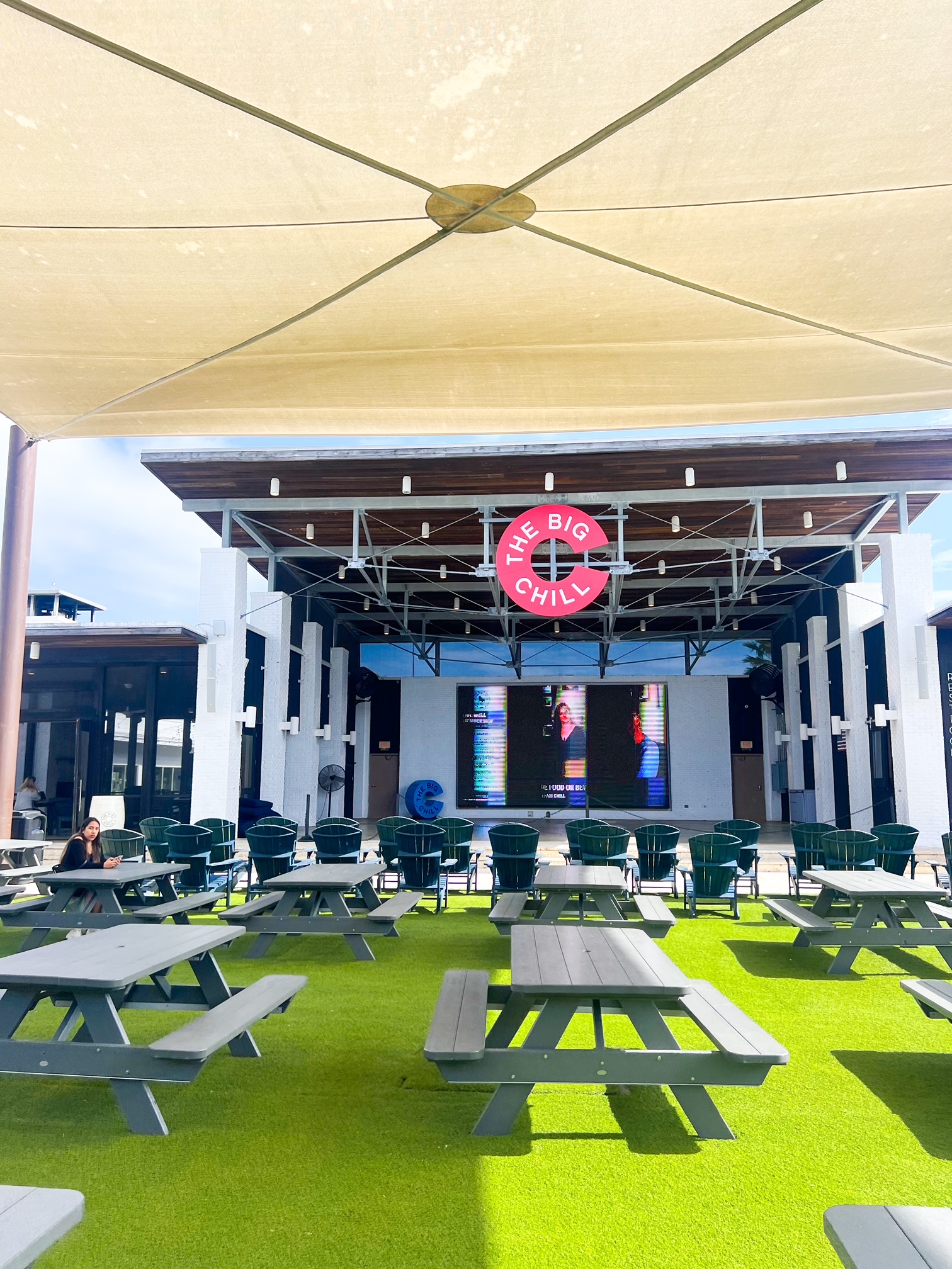 the outdoor Jumbotron area of Big Chill