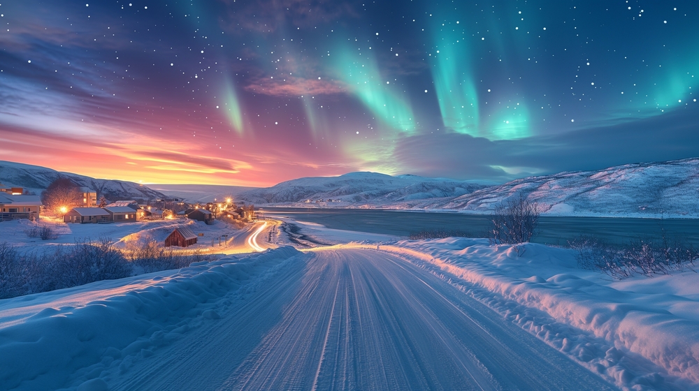 Rovaniemi is one of the places in Europe that are even better in winter. Not only are you going to get a winter wonderland, as shown in the soft snow of this photo, but the warm city also gets stunning views of the Northern Lights, as seen in this photo as well. They are green in this photo, dancing in the sky. 