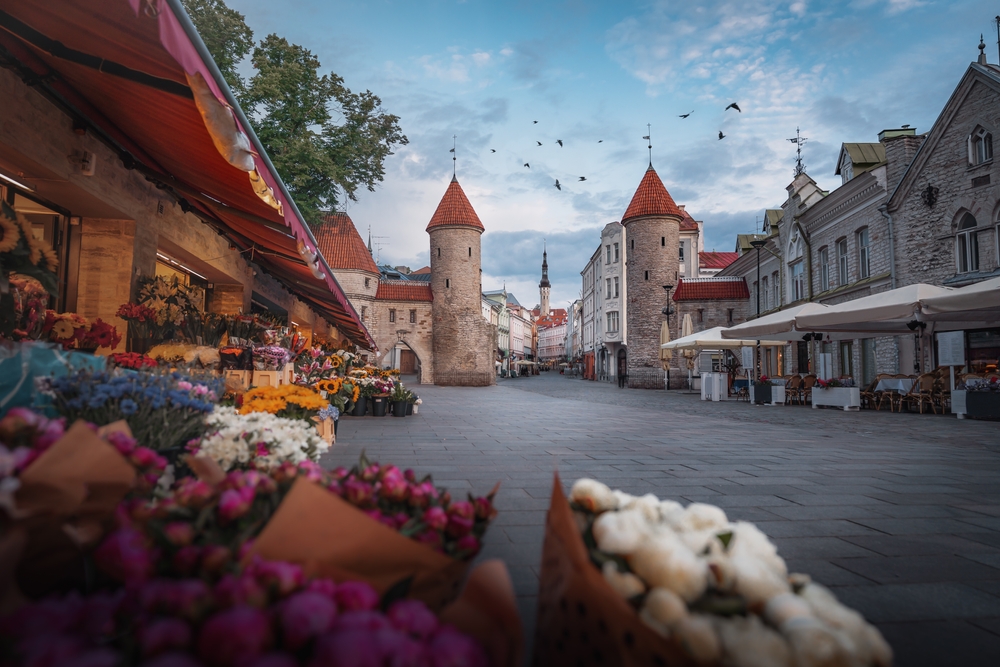 Viru Gate with Tallinn Town Hall on background - Tallinn, Estonia. One of the underrated countries in Europe.