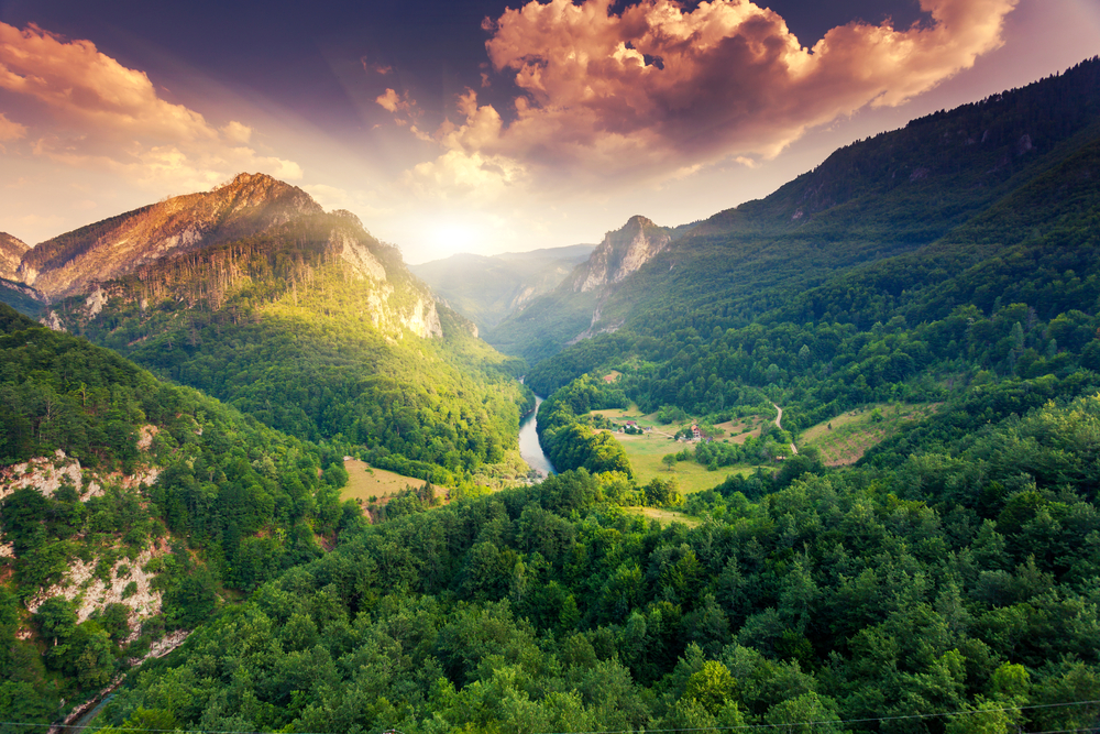 Fantastic view Tara river gorge - is the second biggest canyon in the world and the biggest one in Europe in the national park Durmitor in Montenegro