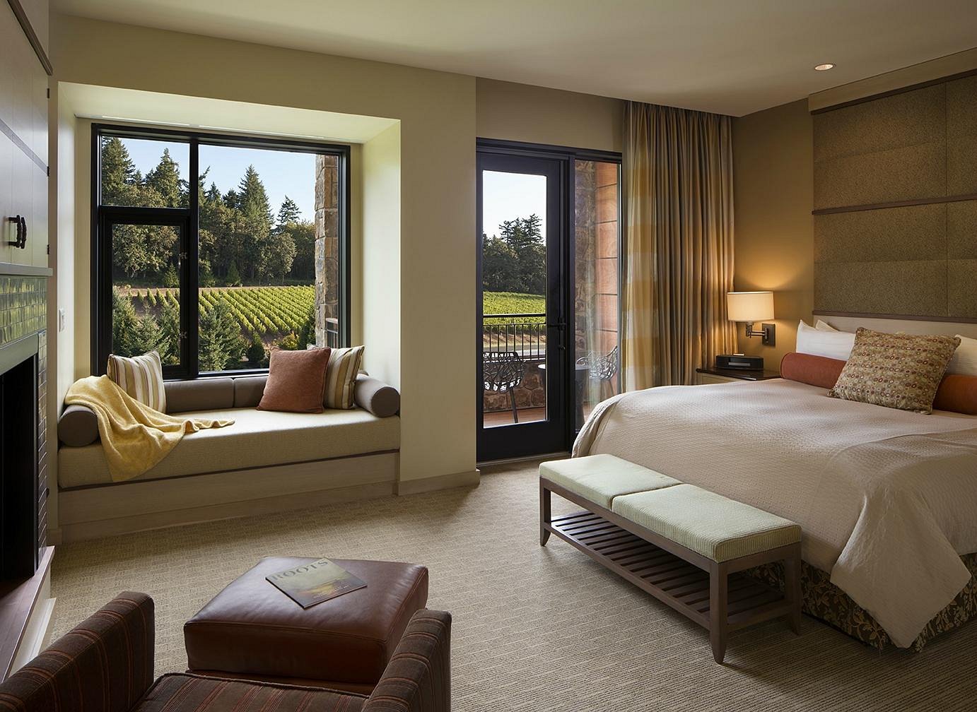 The Allison inn and Spa in Oregon wine country with luxurious rooms overlooking the vineyards with large picture windows