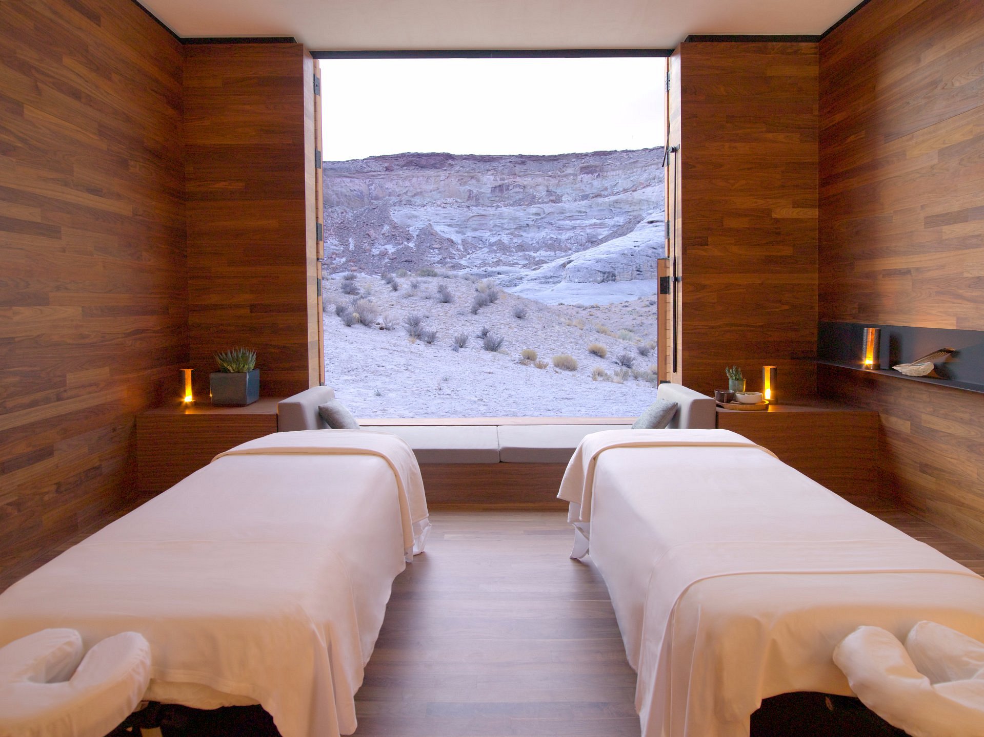 The spa treatments rooms at the Amangiri one of the most luxurious rooms with dessert views is one of the best spa resorts in the USA