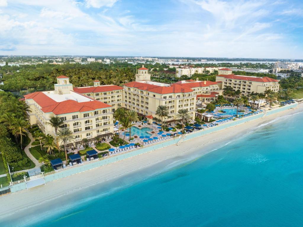 The Eau Palm Beach is one of the best spa resorts in US with oceanfront resort with pools from arial view